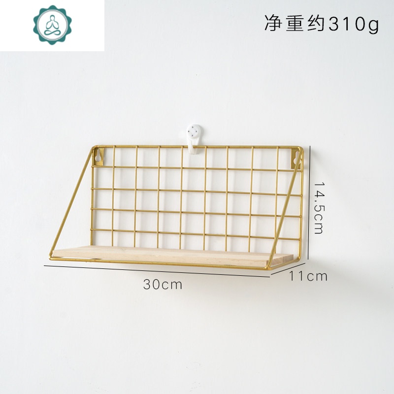 免打孔墙上置物架床头墙壁挂墙隔板装饰墙面厨房卫生间浴室收纳架 封后 金色三件套 1层装饰架/装饰隔板