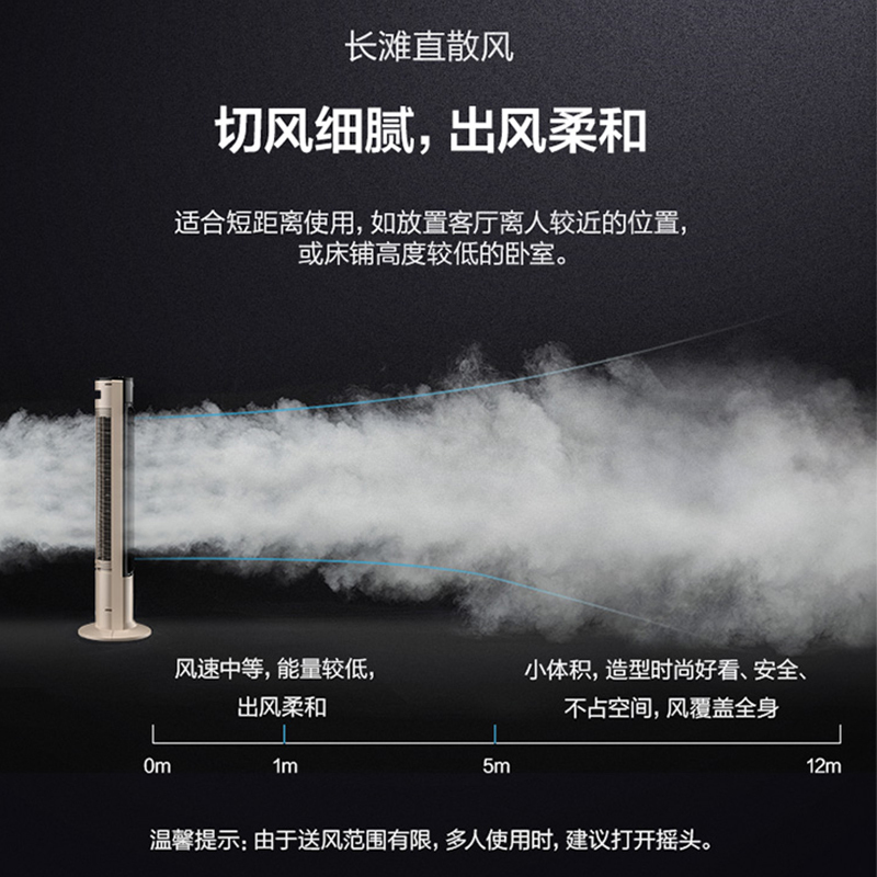 美的(Midea) 塔扇 ZAC10D 无叶风扇 3档调节 内旋安静出风 广角送风 拆洗无忧 空调伴侣 客厅办公室电风扇