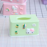 纸巾盒家用客厅茶几桌面抽纸盒收纳盒车用餐巾纸抽盒卫生间北欧风|绿色KT猫头