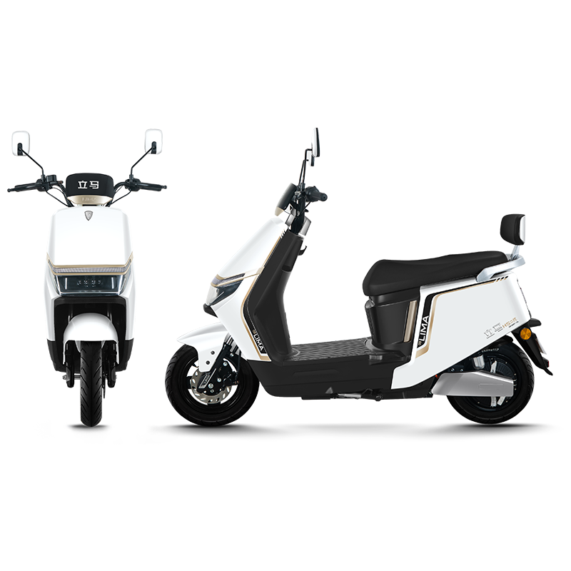 立马H5素雅白电动摩托车家用高续航动力电瓶车72V32Ah长跑王电动二轮车6块铅酸电池至高续航150KM左右高清大图