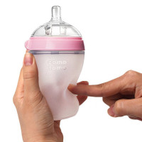 韩国原装进口 comotomo可么多么母婴幼儿童硅胶奶瓶瓶身全硅胶 250ml 粉色自带2滴奶嘴