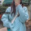 蓝色套头毛衣女大码宽松外穿秋冬季温柔风加厚保暖色针织上衣潮