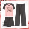 夏季三件套睡衣女短袖七分裤睡裙韩版可爱卡通少女家居服套装