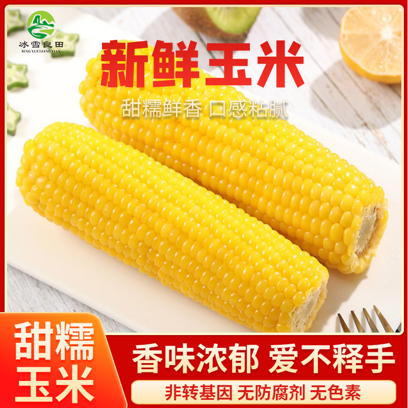 冰雪良田东北甜糯鲜香黄玉米礼盒装 10穗/2.4kg/箱