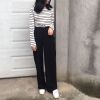 季韩版裤拖地休闲裤直筒裤阔裤长裤十分裤黑