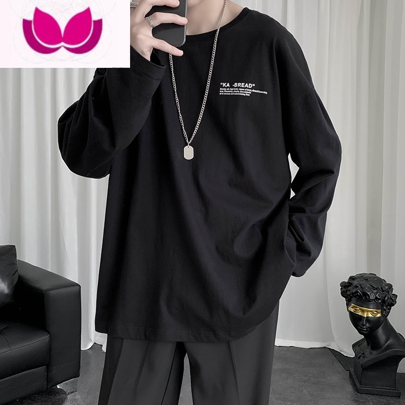 七斓长袖t恤男2023春季韩版潮流内搭宽松帅气打底衫港风学生体恤上衣