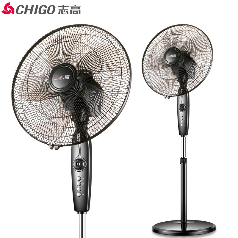 志高(CHIGO)落地扇三档调速五叶风扇广角摇头电风扇家用金属网罩定时立式冷风扇轻音夏季FS-40-16A38黑色