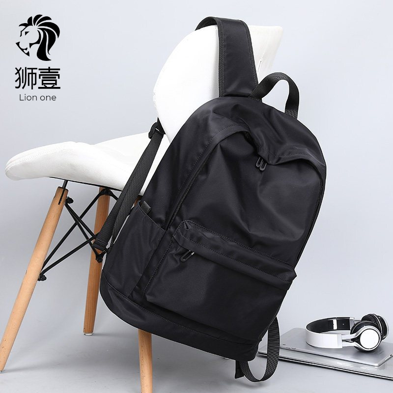 one)品牌2019夏季男士背包休闲初中学生书包大学生电脑包帆布双肩包