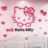 卡通hello kitty墙贴3d立体亚克力儿童房卧室床头背景墙装饰贴画 新款KT猫粉色 小号