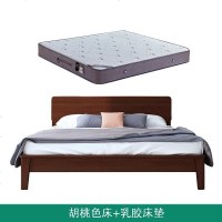 北欧实木床1.5m1.8米主卧双人床简约现代小户型橡木经济单人婚床 1200mm*2000mm_胡桃色（床+