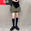YIBUSHENG大码女装军绿色口袋高腰设计感休闲裤季新款显瘦遮肉花苞短裤裙