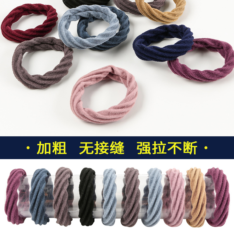 高弹力皮筋成人扎头发发圈加粗马尾发绳女绑发韩国简约头绳发饰品|波浪款彩色发圈20根罐装