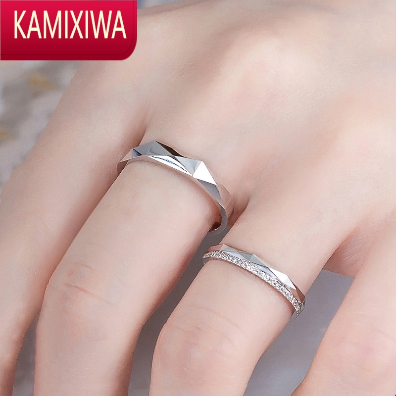 KAMIXIWA戒指情侣对戒一对银男女轻奢小众设计异地恋定制刻字可调节款