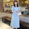 孕妇装夏装上衣夏季时尚刺绣过膝宽松孕妇连衣裙长裙夏天孕妇裙子 浅绿色连衣裙 M