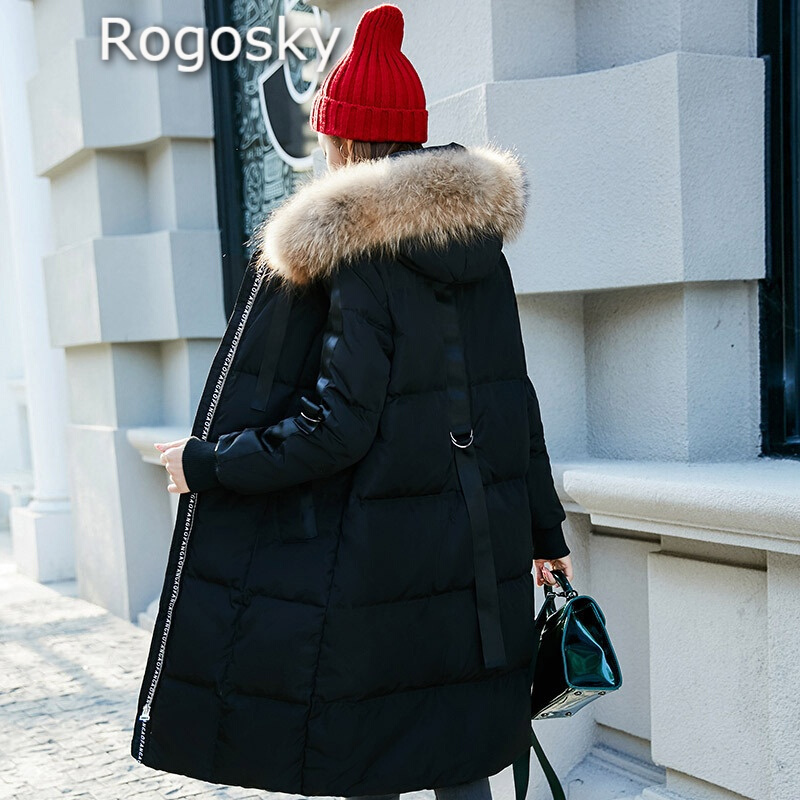 Rogosky女士羽绒服香港潮牌秋冬季新款加厚韩版中长款大毛领拉链连帽羽绒服外套女 价格图片品牌报价 苏宁易购圣友服饰专营店