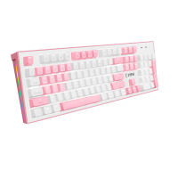 微星(MSI)GK50Z PIXEL 白嘟嘟 机械键盘 青轴 RGB光效 白色背光 有线 游戏电竞办公键盘