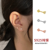 925纯银爱心耳钉女简约耳环耳饰养耳洞防丢耳棒耳棍耳骨钉