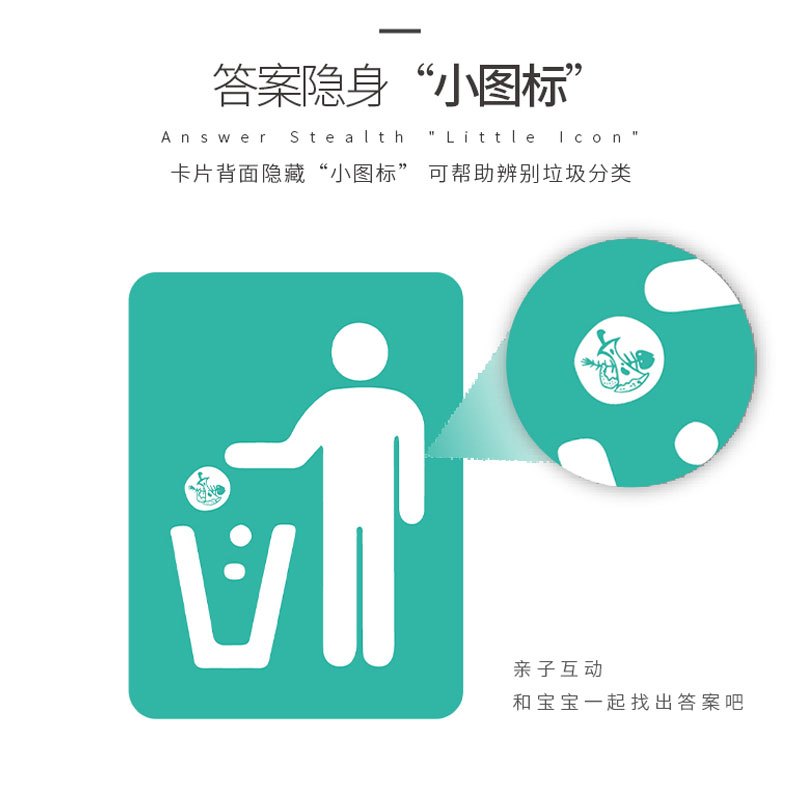 [正版]阳光宝贝垃圾分类卡片学习书籍1-2-4-5-6岁益智婴幼儿书本 0到3岁宝宝早教智能认知卡 幼儿园学字撕不烂儿童