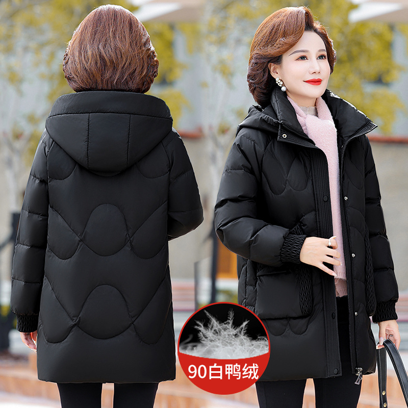 免费试穿 2024冬季雪中鹅羽绒服女新中长款小个子连帽时尚休闲白鸭绒品牌外套羽绒服女冬季中长款时尚连帽洋气修身大码外套高清大图