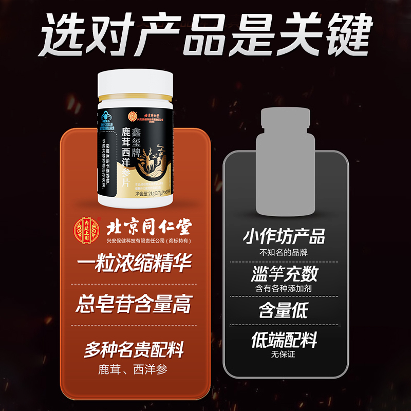 北京同仁堂鑫玺牌鹿茸西洋参片官方旗舰店黄精雄杞片正品玛咖牡蛎高清大图