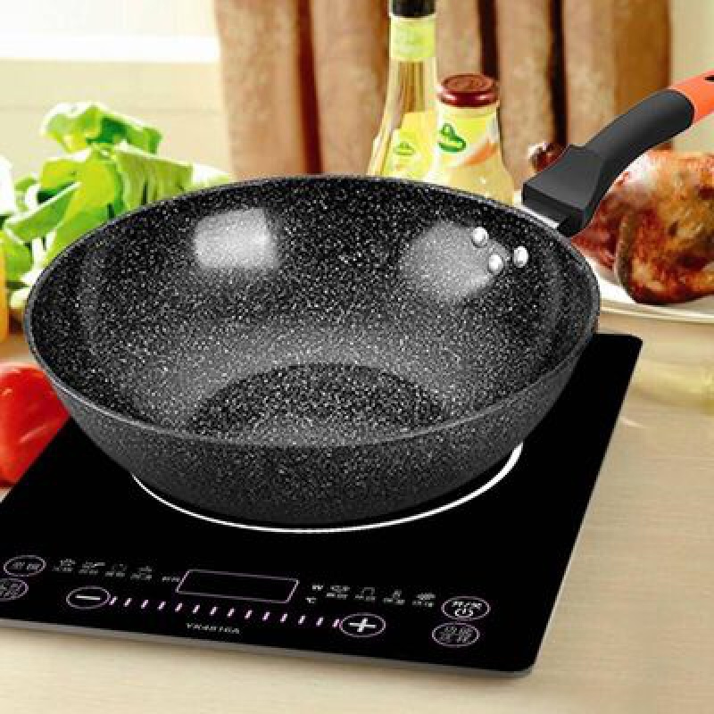 麦饭石不粘锅炒锅炉具家用煎炒两用无涂层麦饭石锅平底炒菜锅 32CM(单锅)
