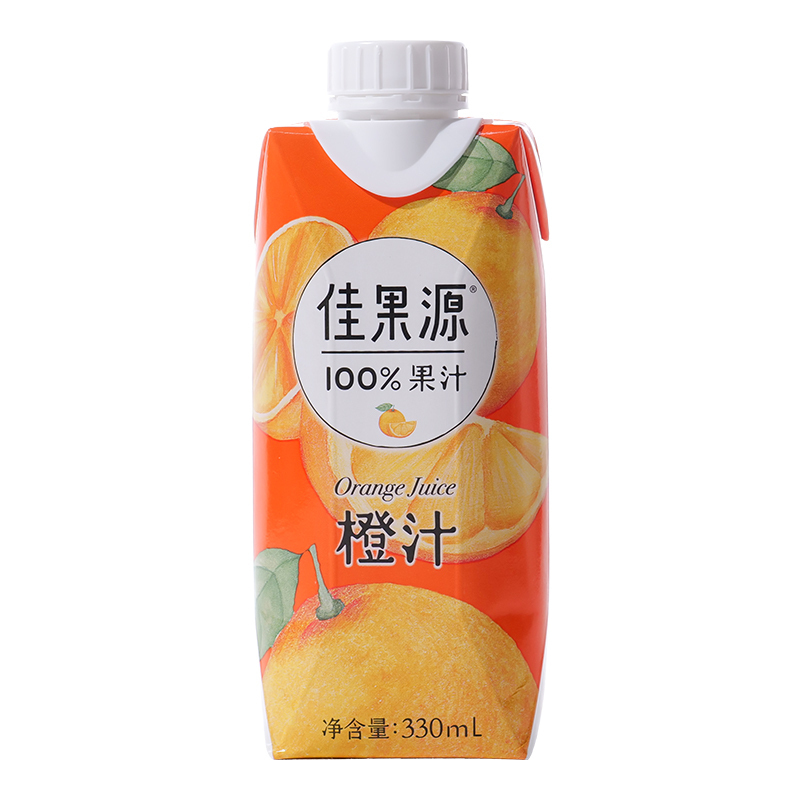 佳果源100%橙汁330ml*12盒/箱0脂肪 高维C 进口鲜橙 酸甜可口 苏宁宜品推荐