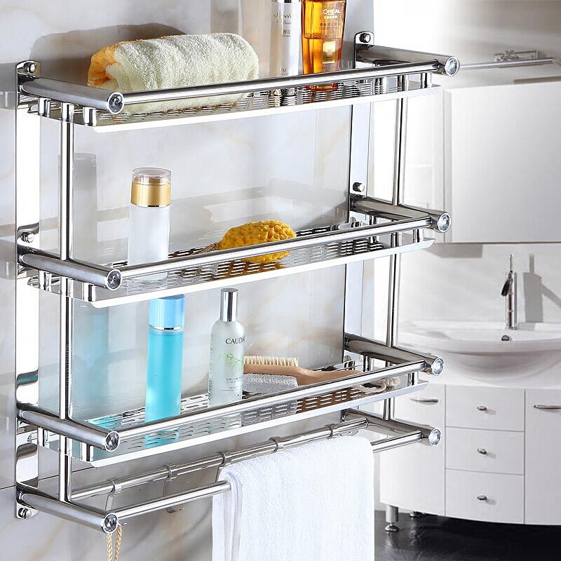 次/侧所置物架卫生间3三层不锈钢浴室收纳架厕所免打孔收纳不打孔波迷娜BOMINA