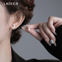 999纯银拉丝月亮耳钉女ins风设计感磨砂月牙气质百搭足银耳饰计