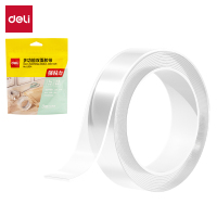 得力JL524双面纳米胶带24mm*3m*1mm(透明)(1卷/袋)纳米胶带无痕双面春联胶带无痕防水亚克力胶两面胶布