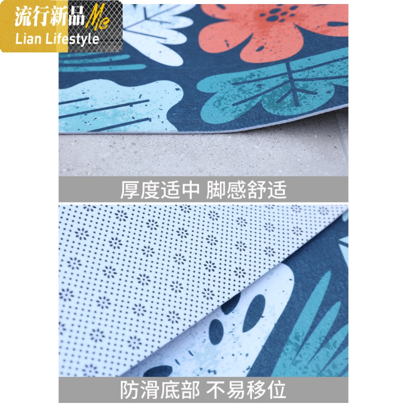 可裁剪北欧ins家用厅地垫垫 厨房进口吸水脚垫防滑超薄地毯 三维工匠高清大图