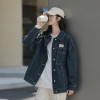 [2.5折价112.4元叠加优惠券]唐狮秋季牛仔外套女左胸织标韩版休闲上衣宽松复古ins百搭