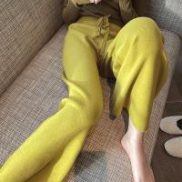 针织阔腿裤女秋冬新款韩版百搭高腰垂感显瘦宽松休闲直筒拖地长裤