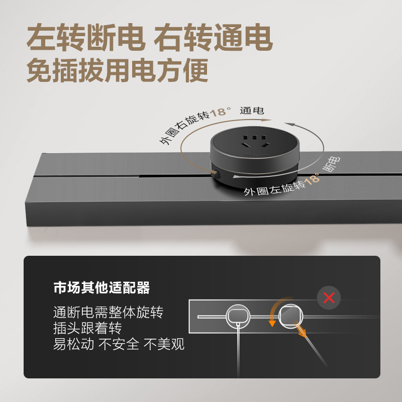 公牛轨道式插座钛金灰家用嵌入式插座餐边柜可移动轨道插座明装超薄高清大图