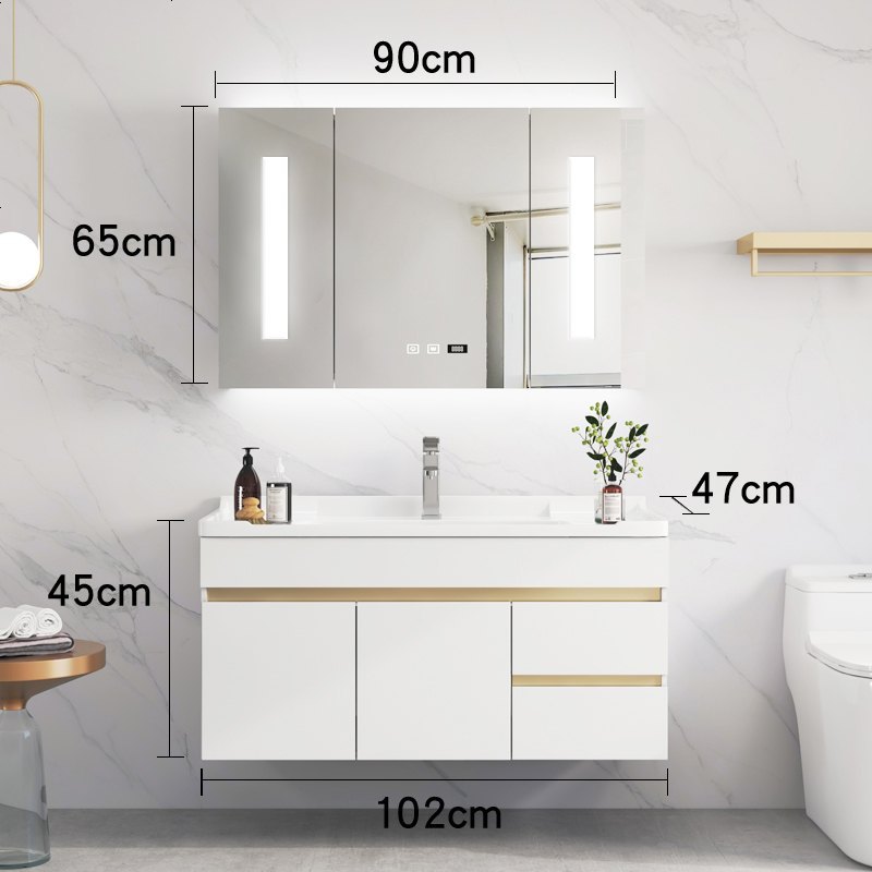 北欧实木浴室柜轻奢智能镜洗漱台洗手洗脸盆柜组合现代简约卫浴柜视频