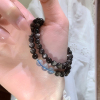 天然黑曜石海蓝宝水晶手串女款高级感双圈适合夏天的手链2025新款