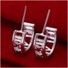 E046 Women silver plated earring 镀925纯银耳钉女时尚大气耳环