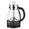 茶川道黑茶蒸汽煮茶器玻璃养生壶金蛋电热水壶保温电茶壶普洱煮茶壶 黑色印安化黑茶