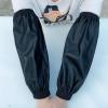 加厚耐磨防水皮革袖套成人男女加大防油皮套袖工作洗碗厨房PU袖头 纯黑[加厚宽口]皮革袖套