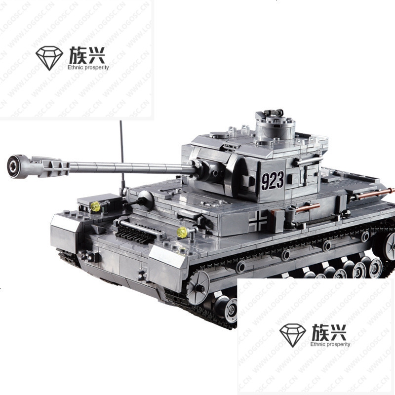 兼容乐高积木二战德军虎式坦克美国M1A2装甲