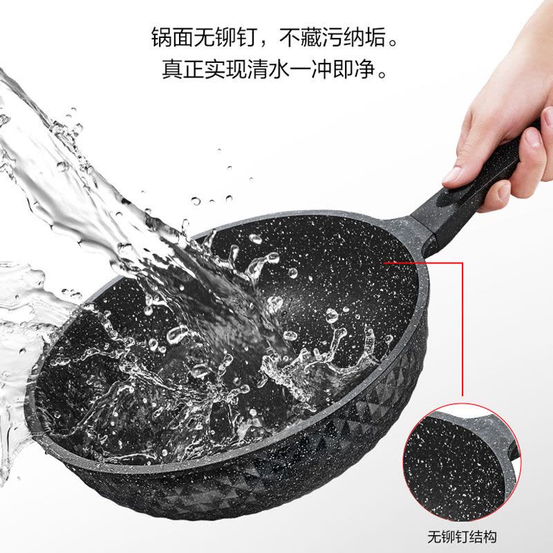 爱仕达(ASD)不粘锅 炒锅 30cm麦饭石色新不粘晶石系列炒锅 可立盖电磁炉 燃气灶通用 CL30S11WG 铝合金图片
