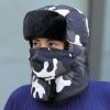 送手套迷彩雷锋帽冬季女加绒保暖防风骑车围脖套头护颈耳男棉帽子 涂鸦迷彩（无手套）-黑色 成人款/适合头围54-59cm
