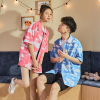 [1折价29.9元叠加优惠券]唐狮夏季情侣衬衫男女夏威夷宽松外穿百搭短袖港味满印衬衣潮