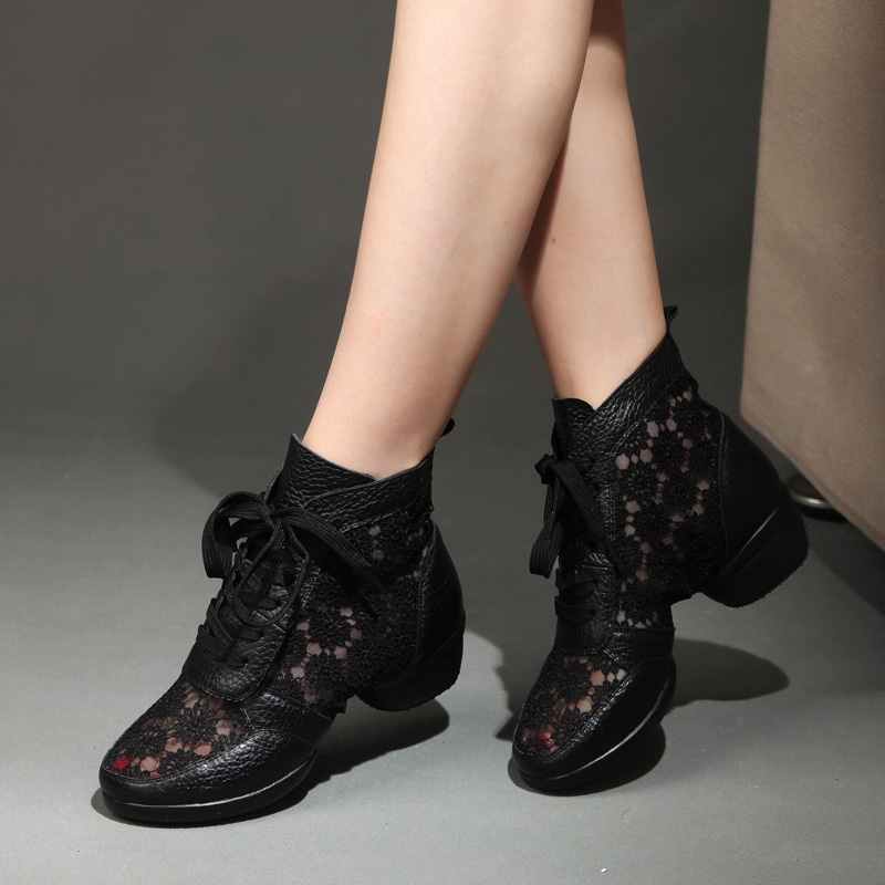 新款网纱透气舞蹈鞋跳舞鞋女成人爵士舞鞋广场舞鞋软底