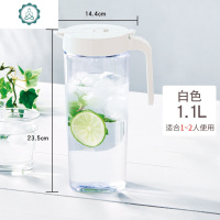 塑料冷水壶密封凉水壶冰箱果汁壶茶壶大容量家用 封后 白色2.1(适合3-4人)