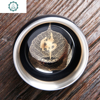 木叶天目盏景德镇功夫茶具建盏茶杯陶瓷茶盏茶碗鎏银主人杯单杯 封后 霁蓝品茗杯-鎏银莲花