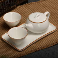 常生源 旅行功夫茶具套装 一壶二杯便携茶杯陶瓷茶盘茶壶茶杯整套 知白秋月套组