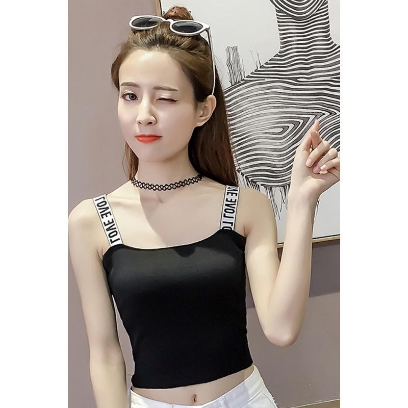 春夏LOGO织带内搭纯色性感英文字母肩带吊带