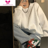 YUNWUXINvintage无帽卫衣女2022薄款宽松ins潮牌bf慵懒风oversize上衣