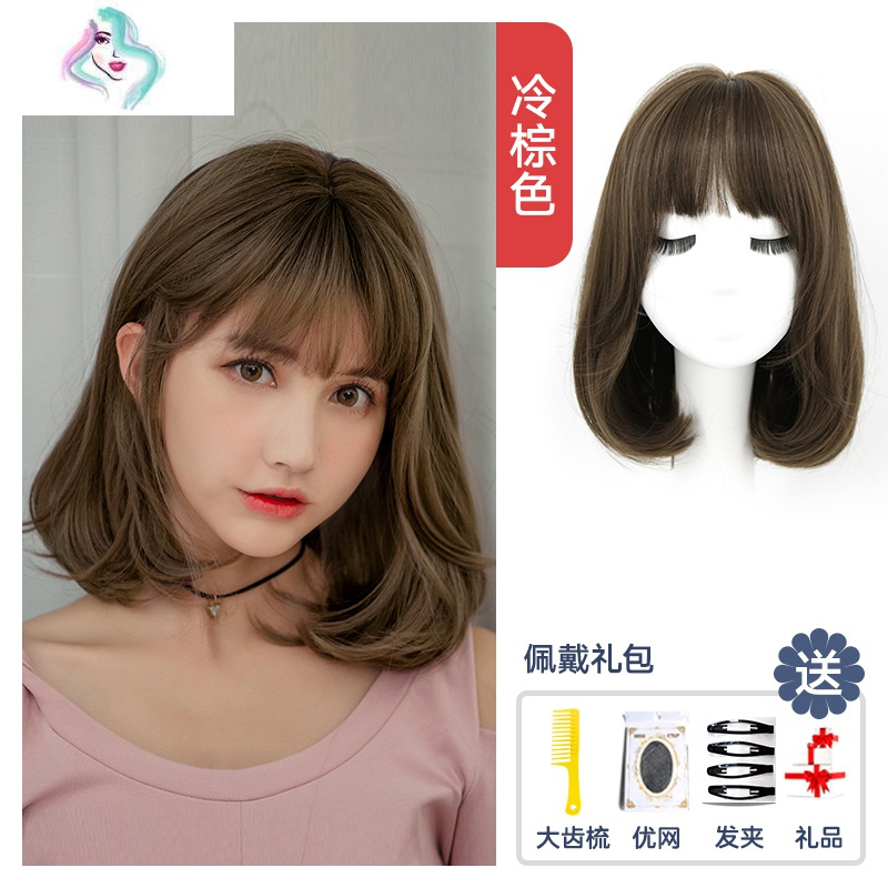 齐肩假发女短发中长短卷发圆脸修脸自然气质蓬松锁骨发型全头套式 你