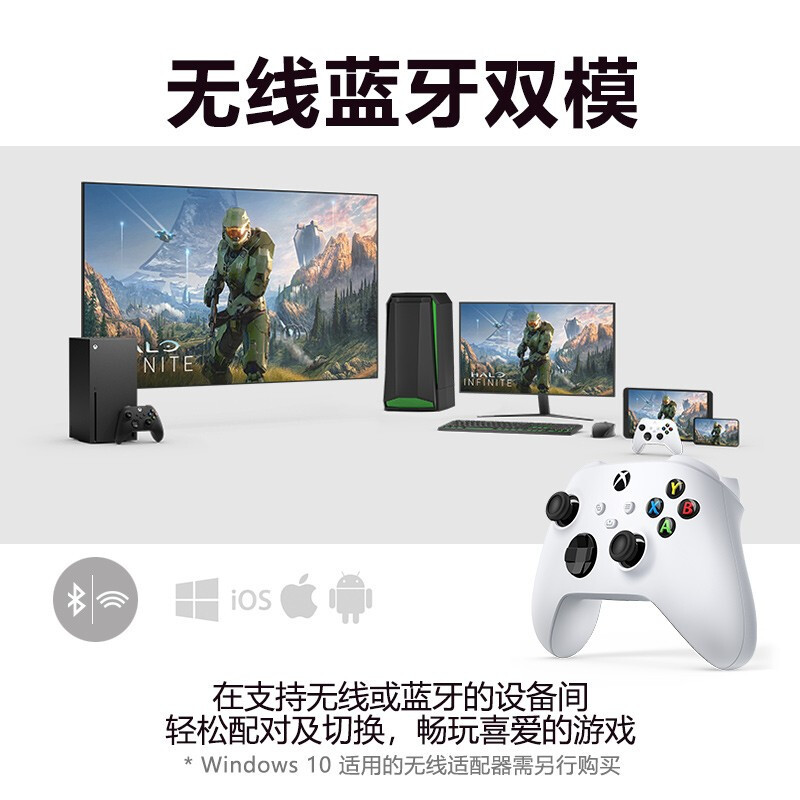 微软(Microsoft)Xbox Series s/x手柄 冰雪白+定制手柄包高清大图